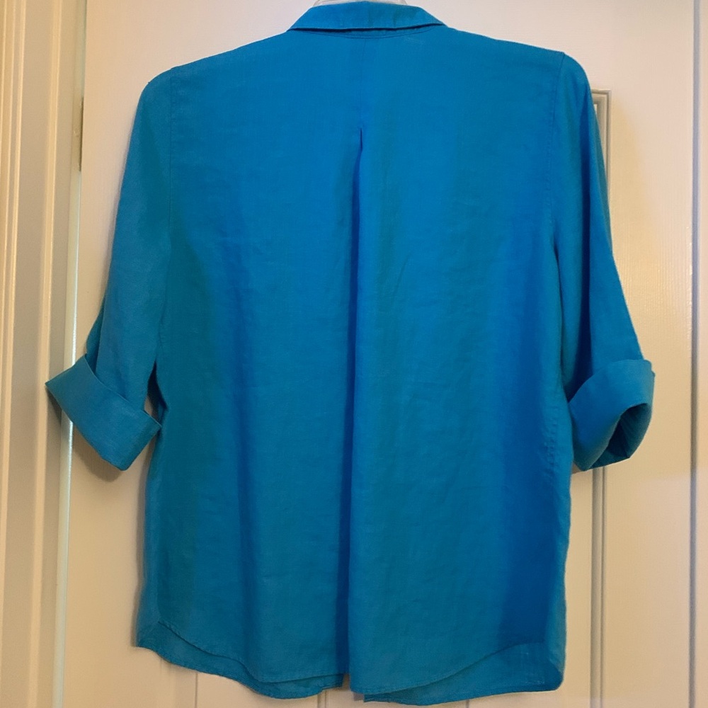 Chico’s No-iron Linen Shirt size 2(L-12). - Picture 3 of 11